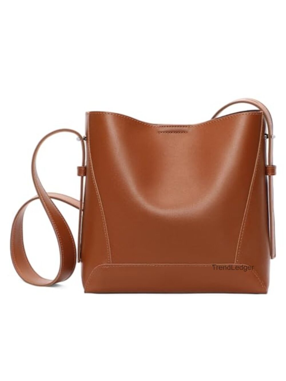Vegan Leather Bucket Crossbody Bag Adjustable Strap Shoulder Purse